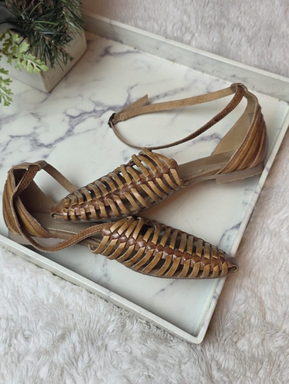 SEYCHELLES Trinket Brown Woven Huarache Leather Sandals Boho Hippie Size 8.5 - Picture 6 of 11